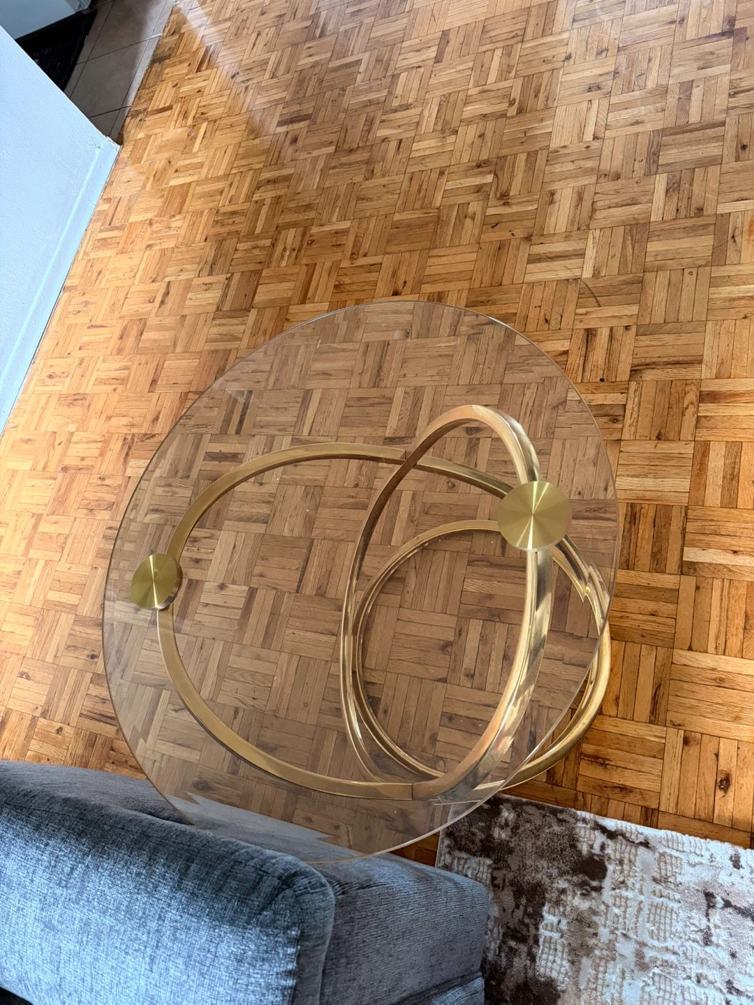 Glass and Gold Swirl Side Table - photo 2