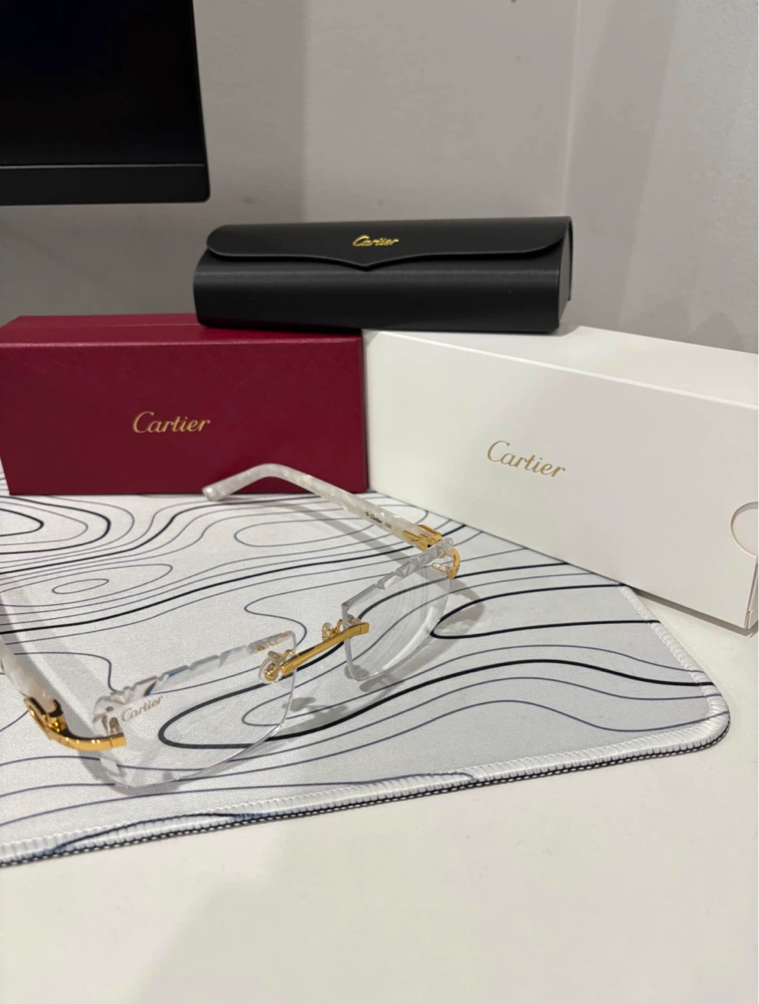 Cartier Rimless Eyeglasses with White Accents - photo 2