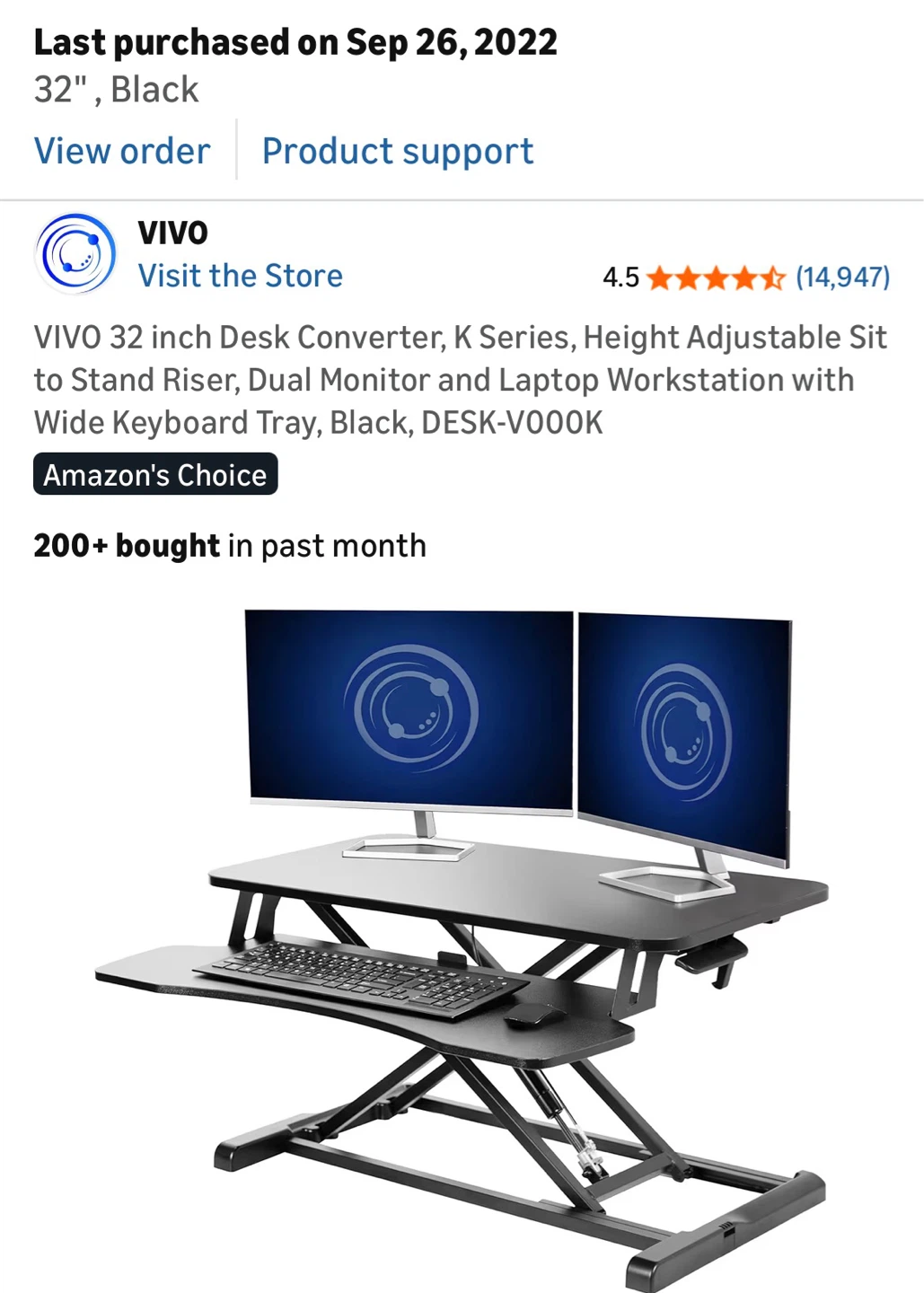 VIVO 32 inch Desk Converter, Black - photo 2