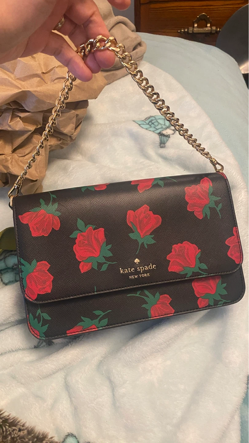 Kate Spade New York Rose Print Wallet Crossbody Bag