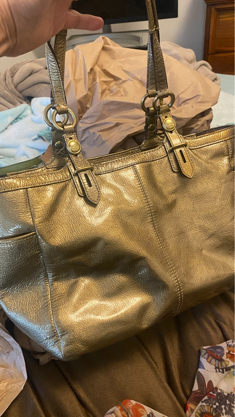 Coach Metallic Gold Leather Tote Bag - photo 5