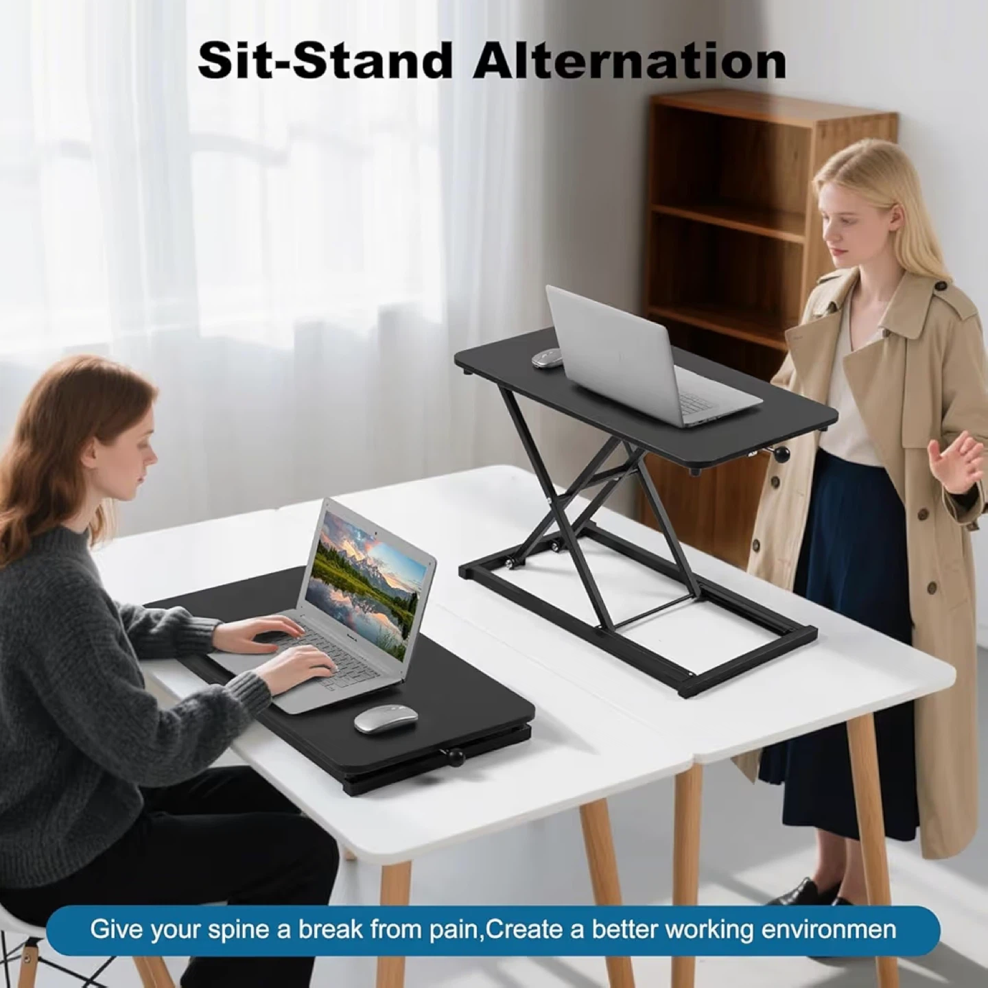 Black Adjustable Standing Desk Converter - photo 3
