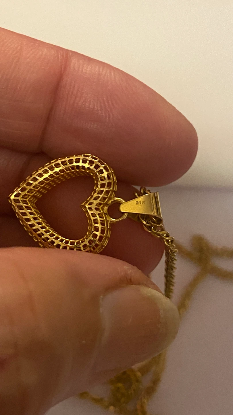 21K Gold Heart Pendant Necklace - photo 3