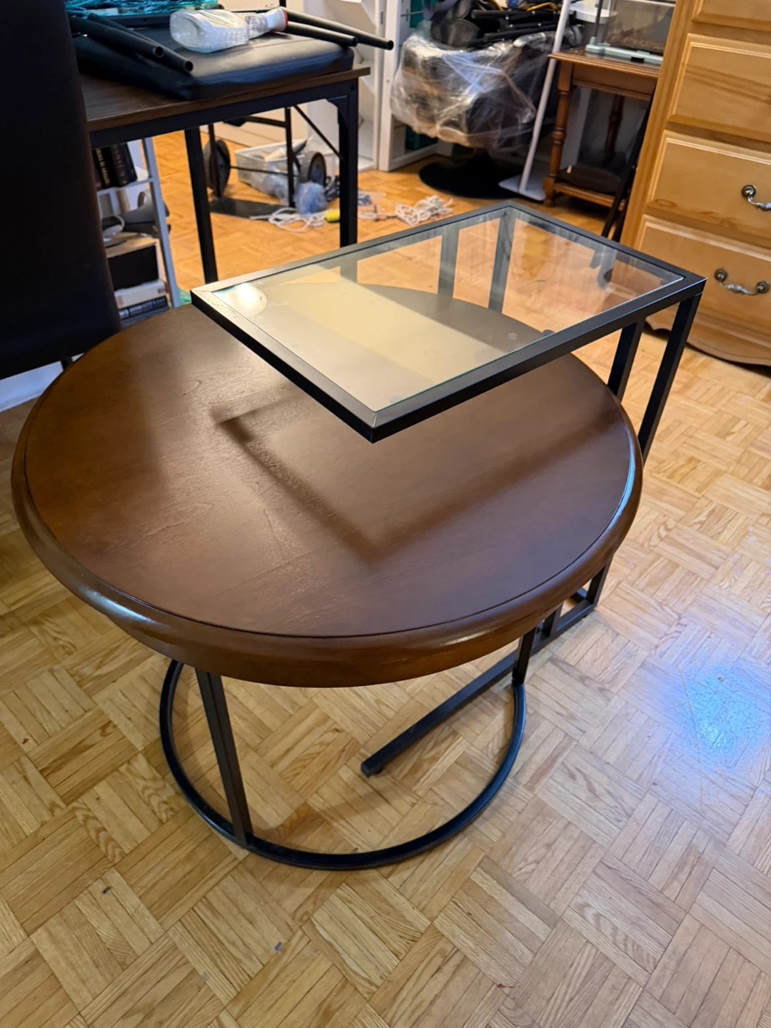 Nesting Coffee Table Set with Glass Top Accent - photo 2