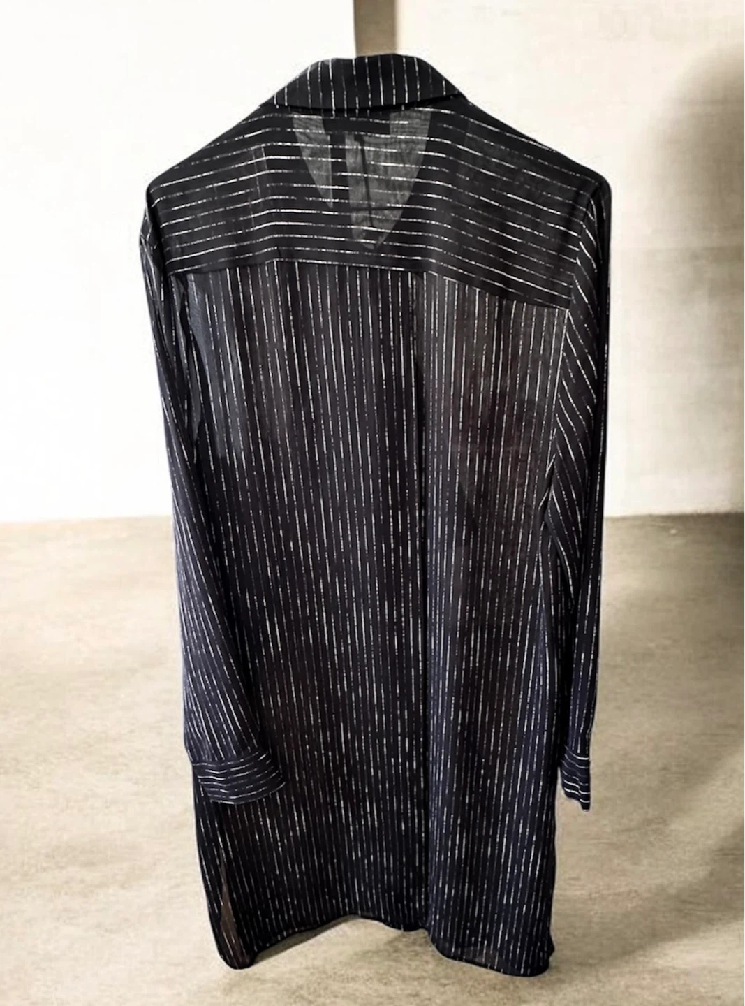 DKNY Women's Black Pinstripe Long Sleeve Button-Up Shirt Size L - photo 2