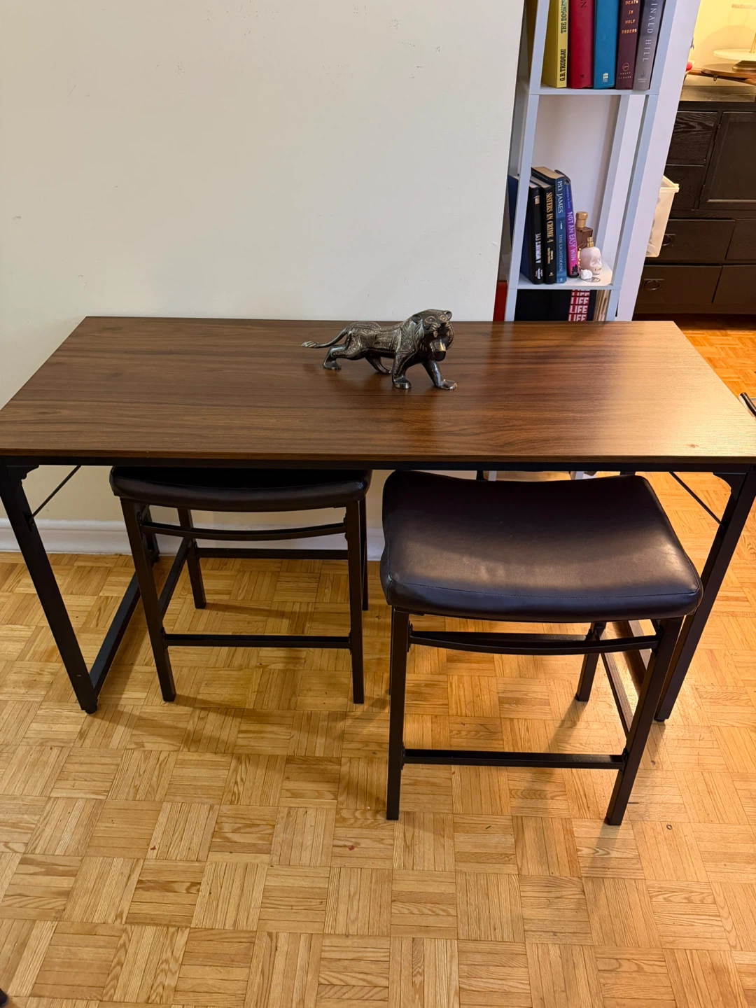 Two-piece bar set with dark wood top and black frame - photo 4