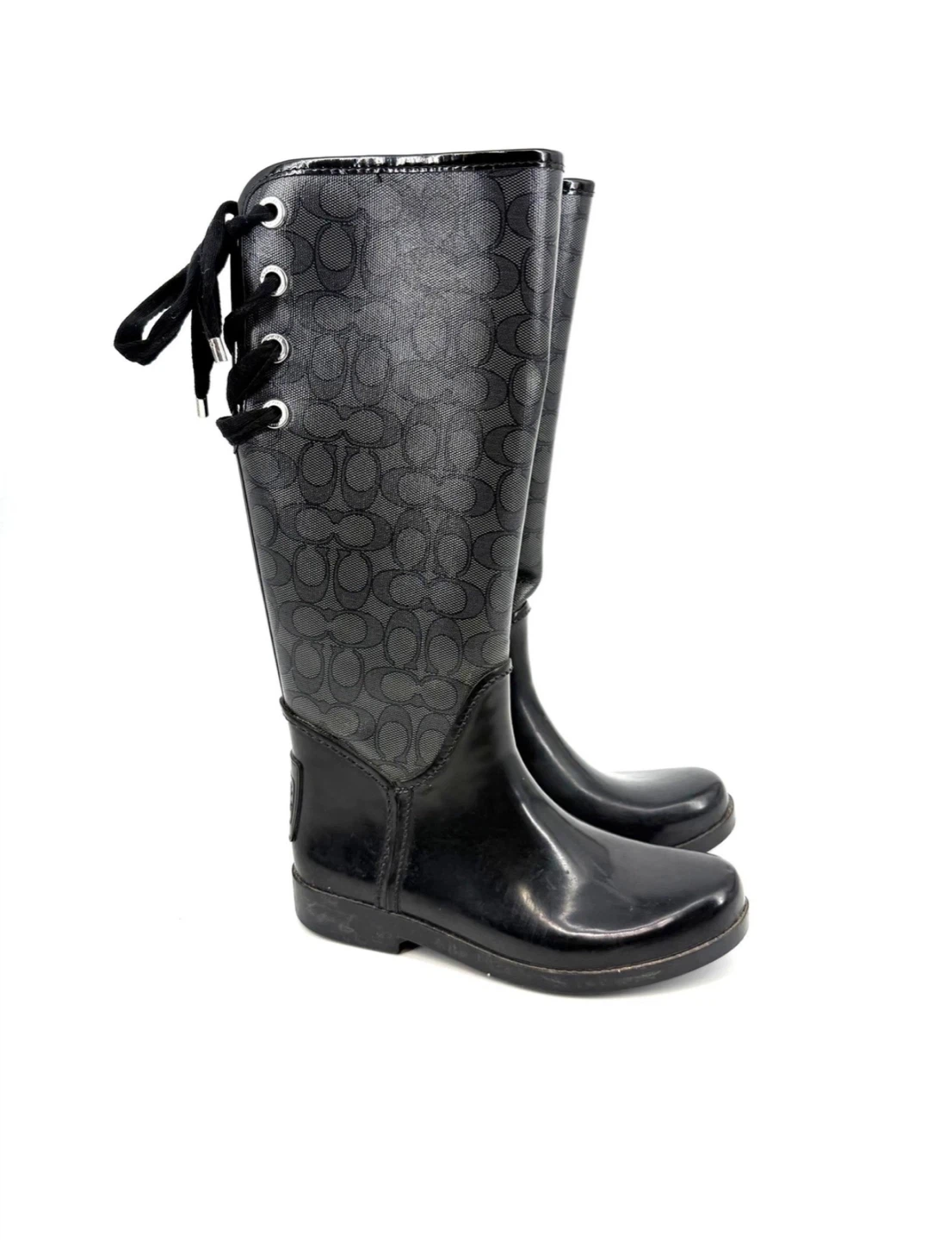 Coach Black Monogram Rain Boots Size eur 39