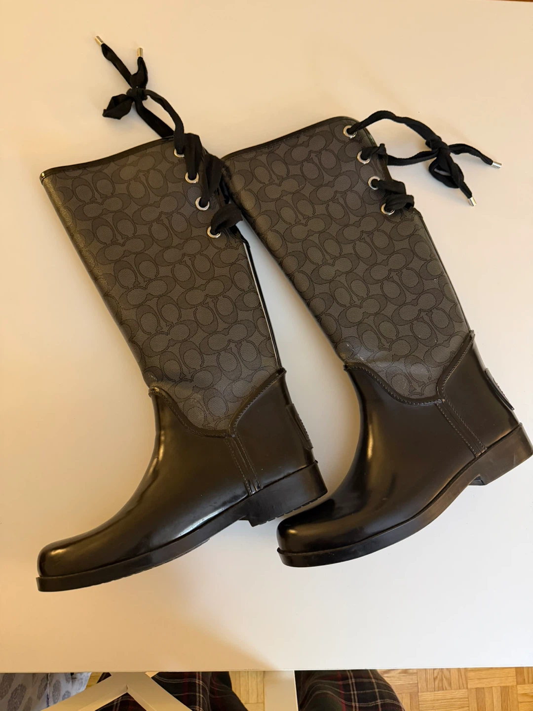 Coach Black Monogram Rain Boots Size eur 39 - photo 3