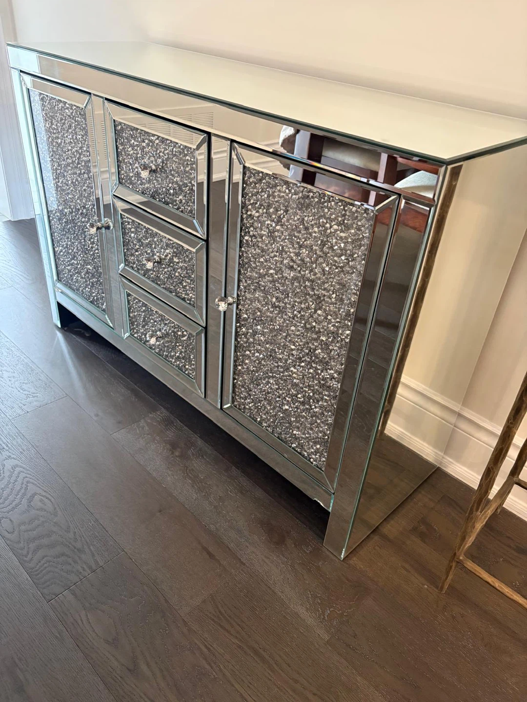 Mirrored Crushed Diamond Sideboard Cabinet