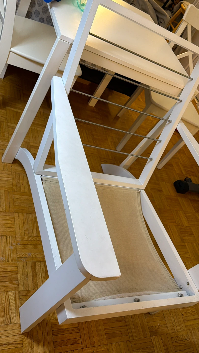 White Adirondack Style Chair with Tan Fabric Seat - photo 3