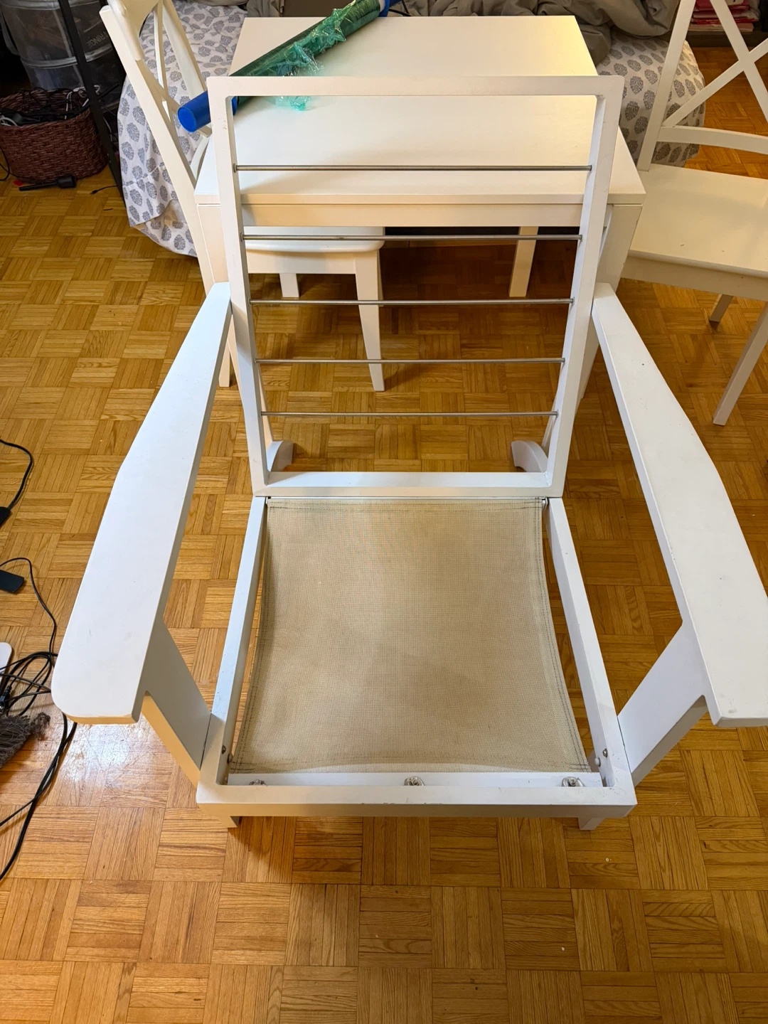 White Adirondack Chair with Mesh Seat