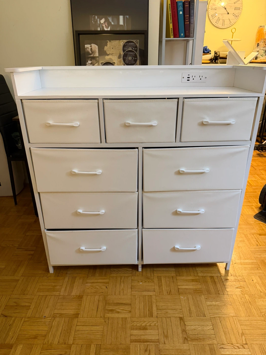 White Drawer Dresser with Built-in Power Outlet - photo 3