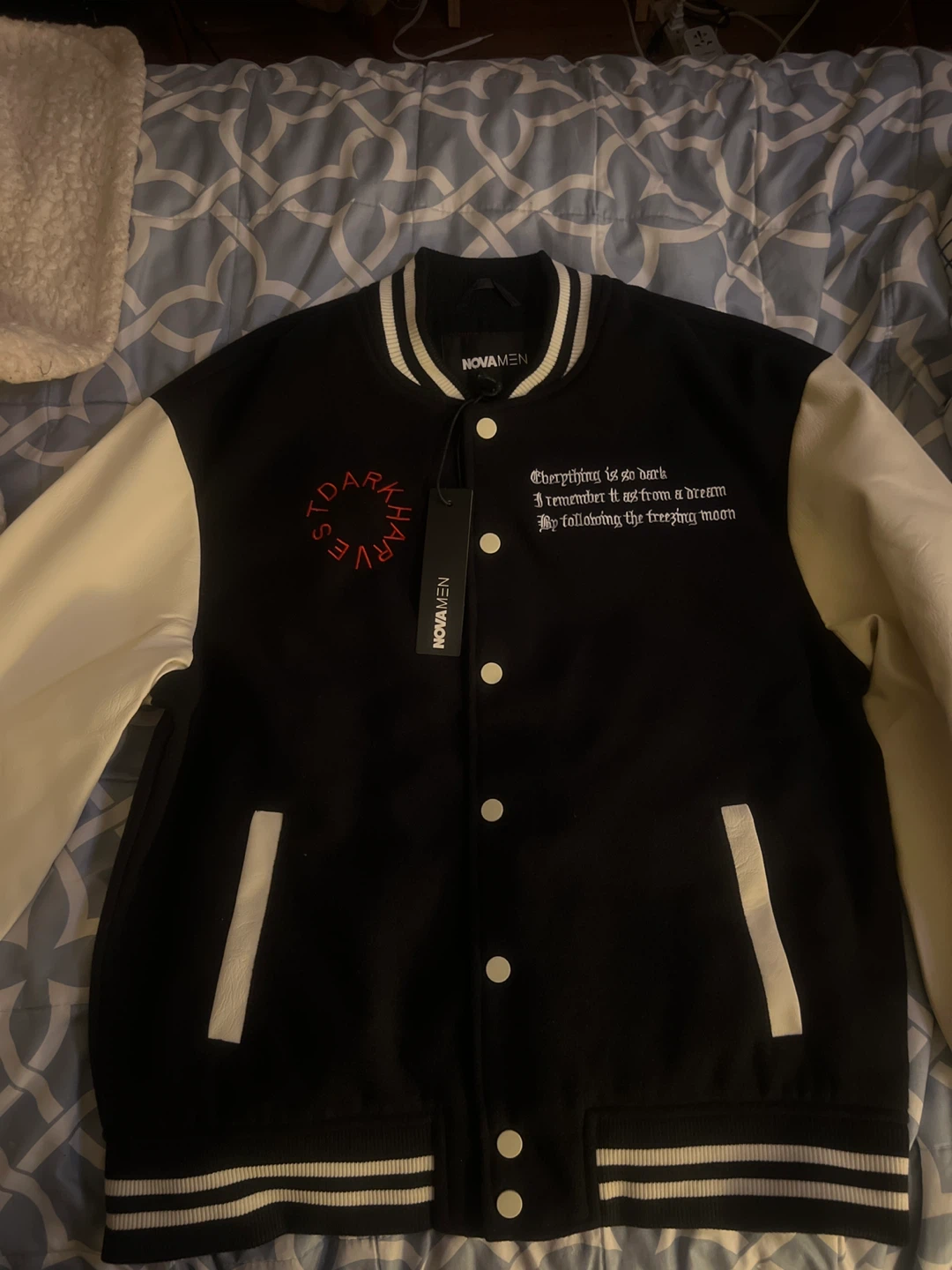 NovaMen Dark Harvest Varsity Jacket Black Size S