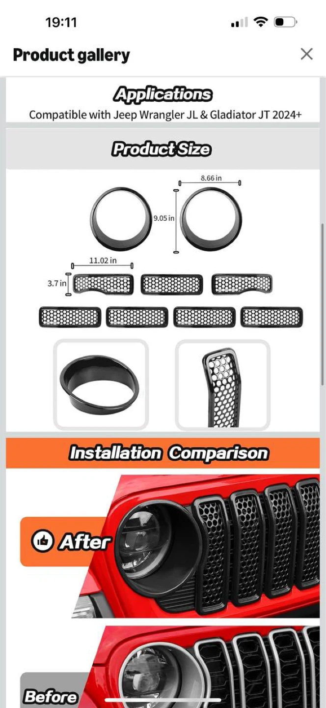 JEEP WRANGLER JL 2024+ GRILL INSERTS + HEADLIGHT TRIM 🔥🔥 - photo 3