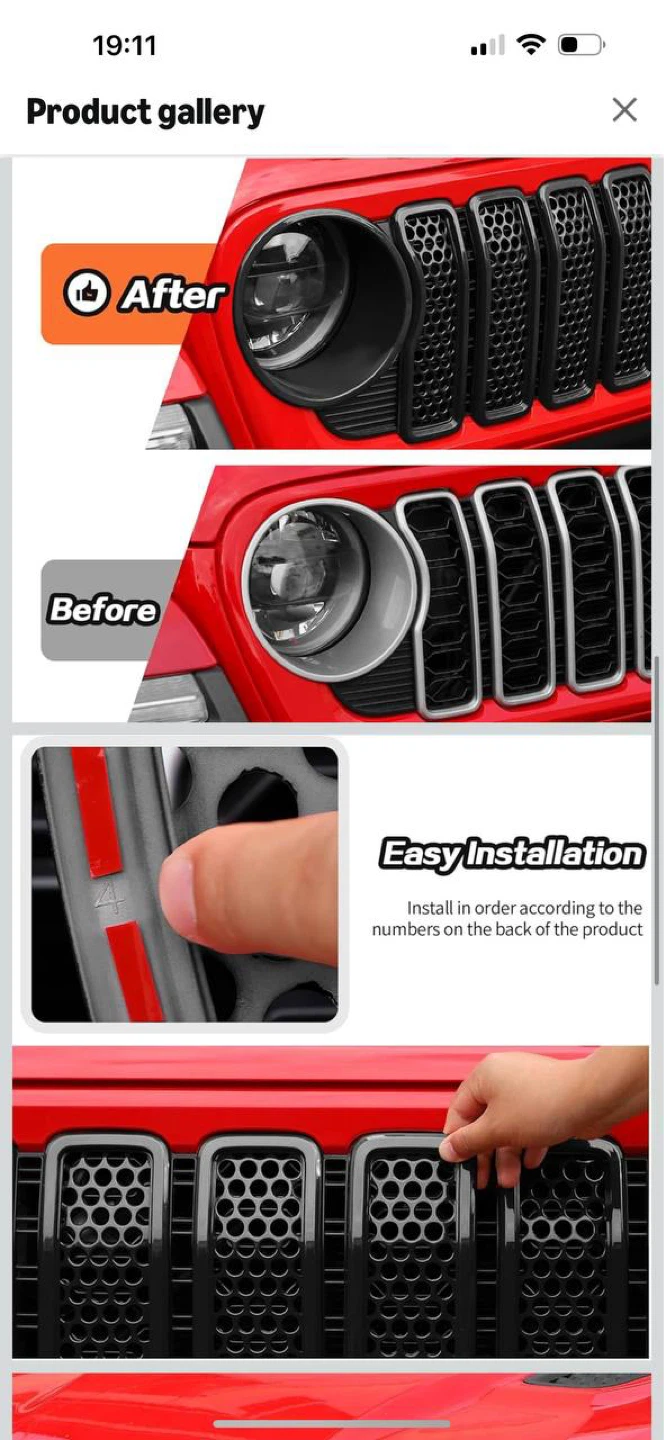 JEEP WRANGLER JL 2024+ GRILL INSERTS + HEADLIGHT TRIM 🔥🔥 - photo 4