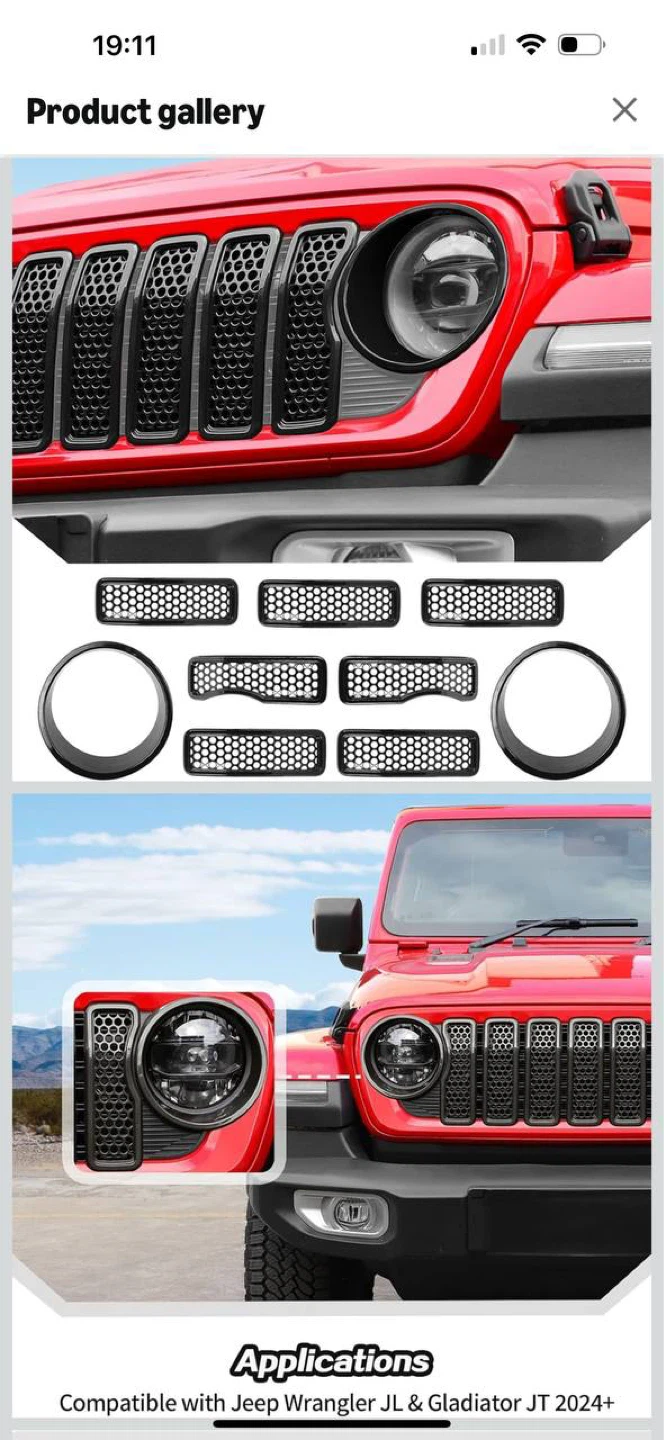 JEEP WRANGLER JL 2024+ GRILL INSERTS + HEADLIGHT TRIM 🔥🔥 - photo 2