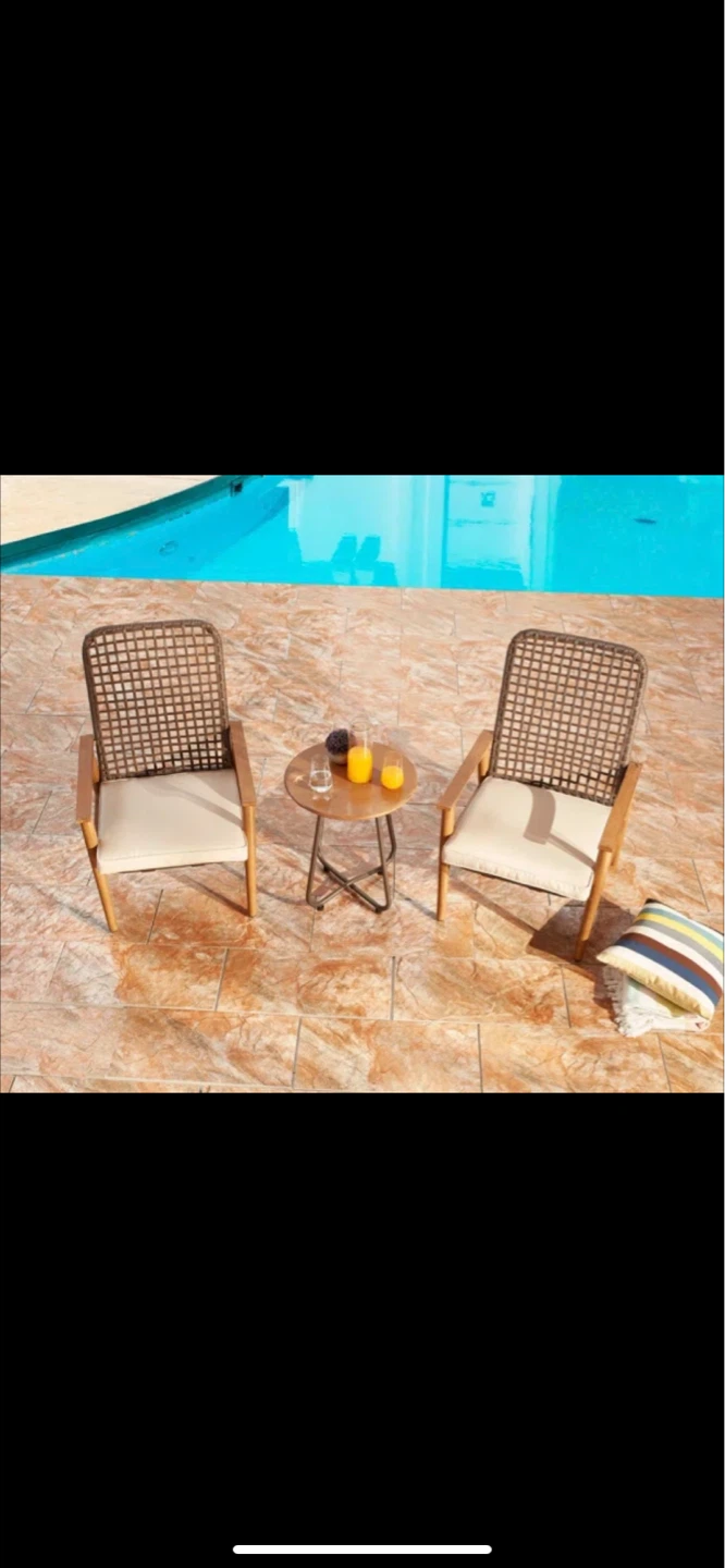 Metal Outdoor Chairs and Side Table