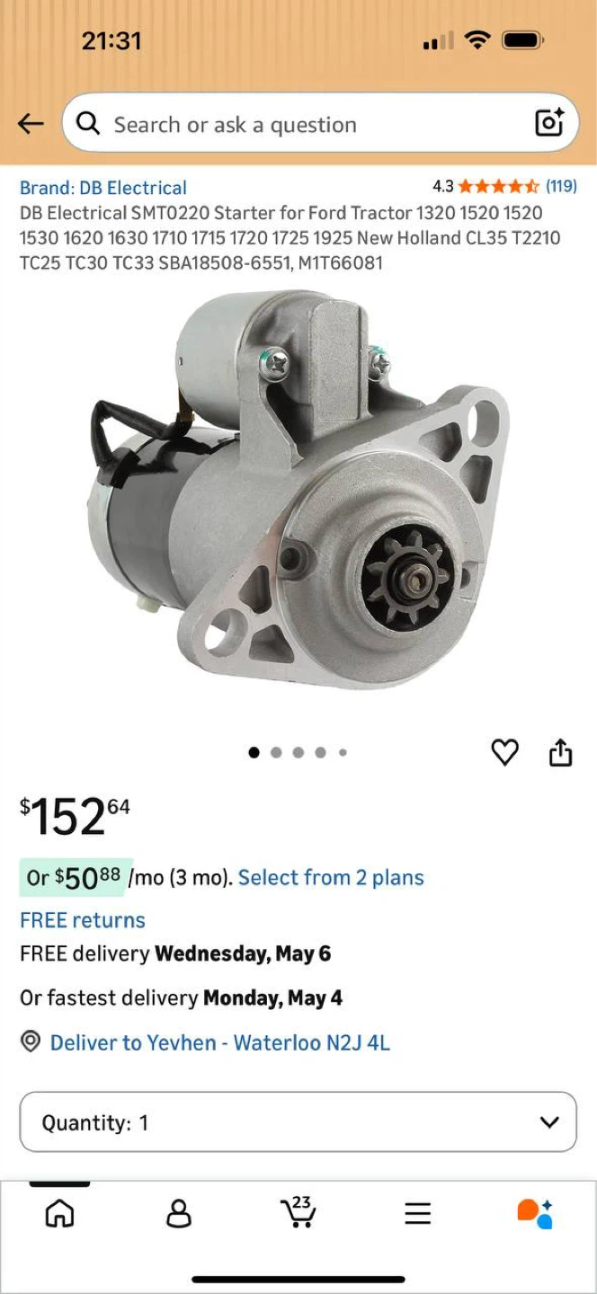 FORD / NEW HOLLAND TRACTOR STARTER – NEW