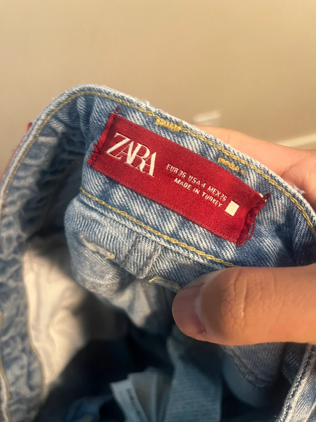 ZARA High Waisted Straight Leg Jeans - Light Wash - photo 3