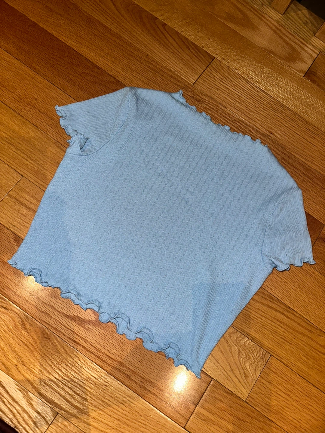 OAK + FORT Light Blue Ribbed Lettuce Trim Top Size S - photo 4