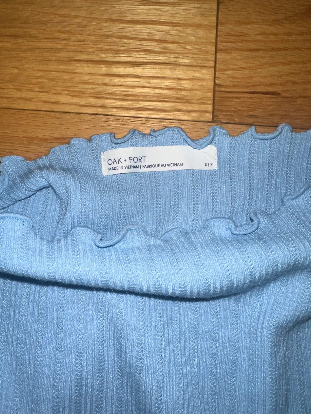 OAK + FORT Light Blue Ribbed Lettuce Trim Top Size S - photo 3