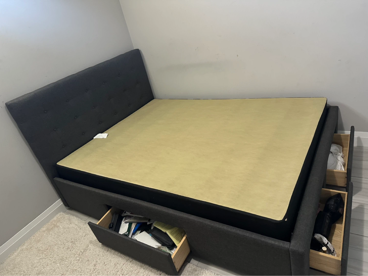 Grey Fabric Bed Frame with Storage Drawers - photo 5