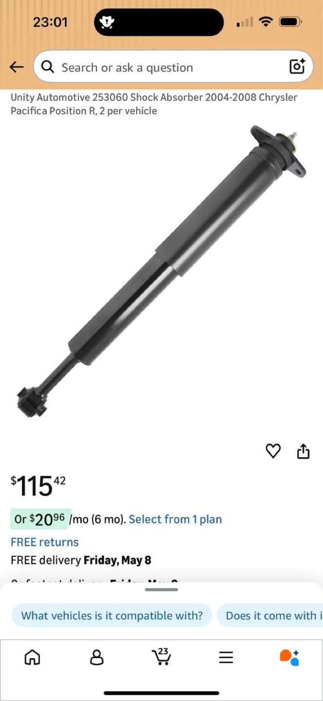 UNITY REAR SHOCK ABSORBER – CHRYSLER PACIFICA 🔥🔥
