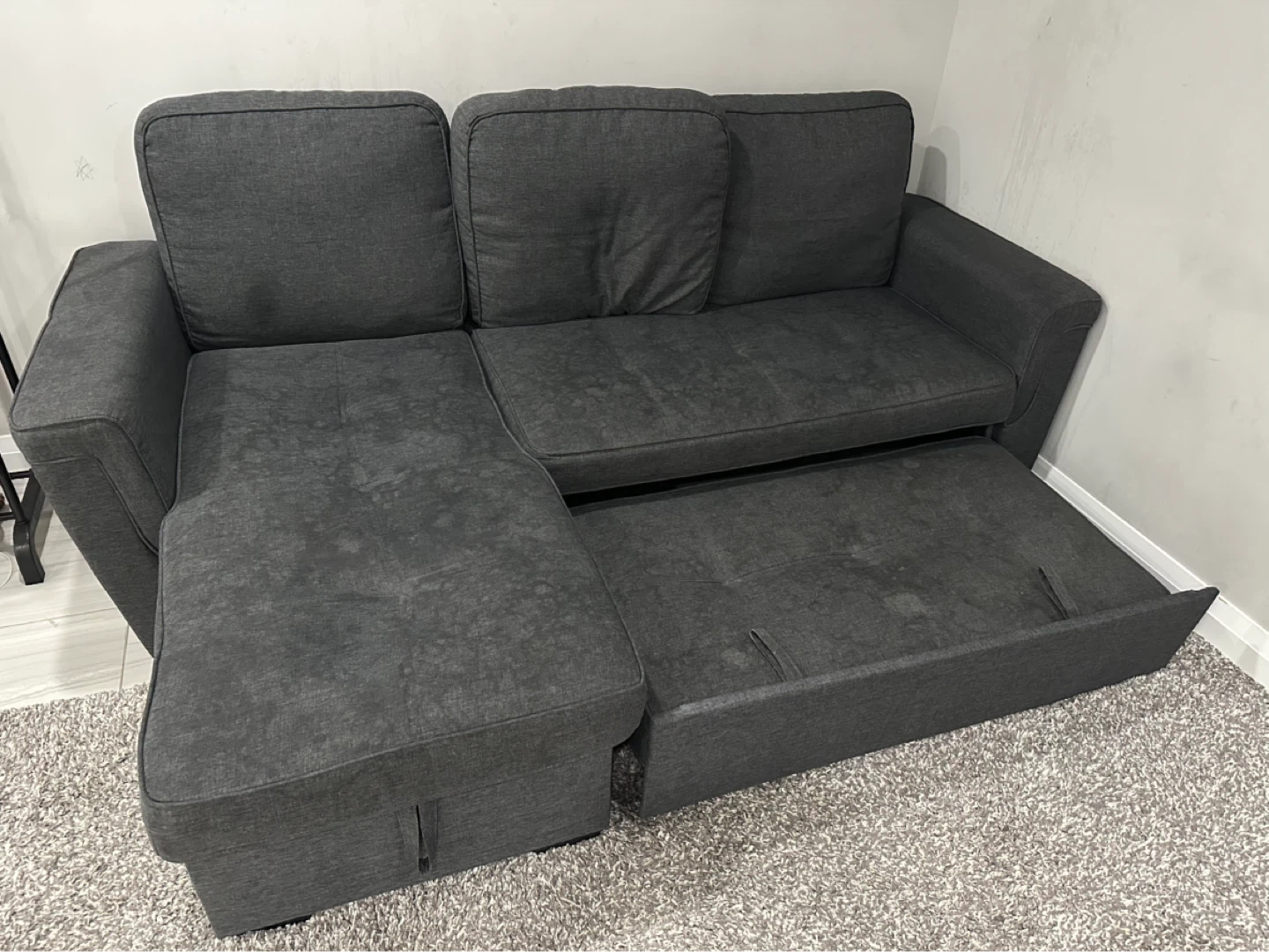 Grey Sectional Sofa with Pull-out Bed - photo 2