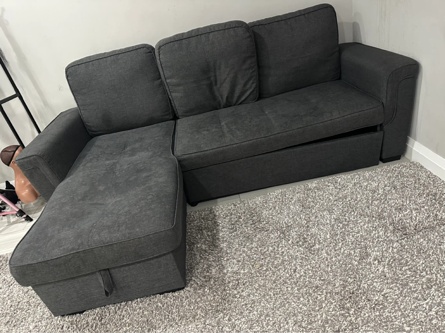Grey Sectional Sofa with Pull-out Bed - photo 3