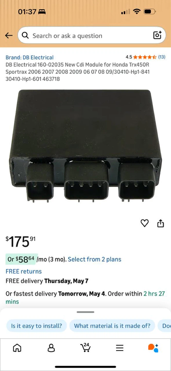CDI MODULE Honda TRX450R 2006–2009 DB Electrical