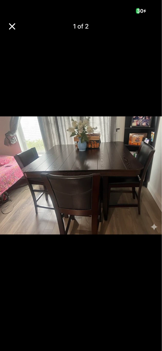 Dark Brown Dining Set with Upholstered Chairs