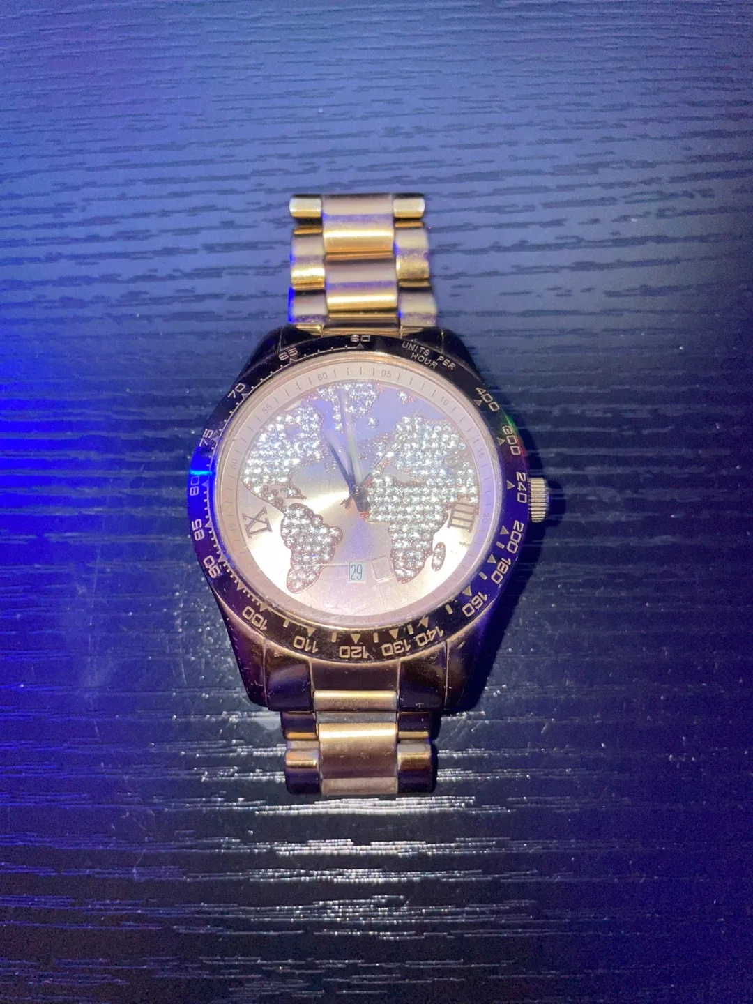 Michael Kors Gold Tone World Map Watch