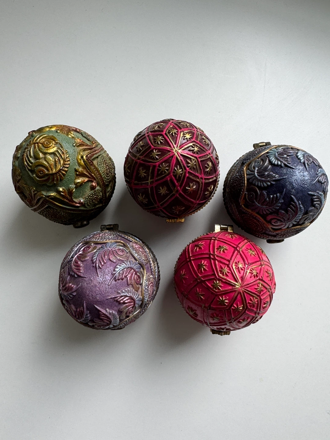 Set of 5 Decorative Egg Trinket Boxes