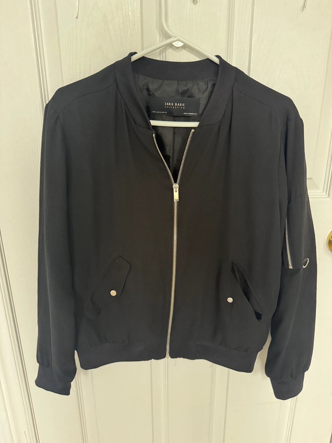 Zara Basic Bomber Jacket - Black, Size M