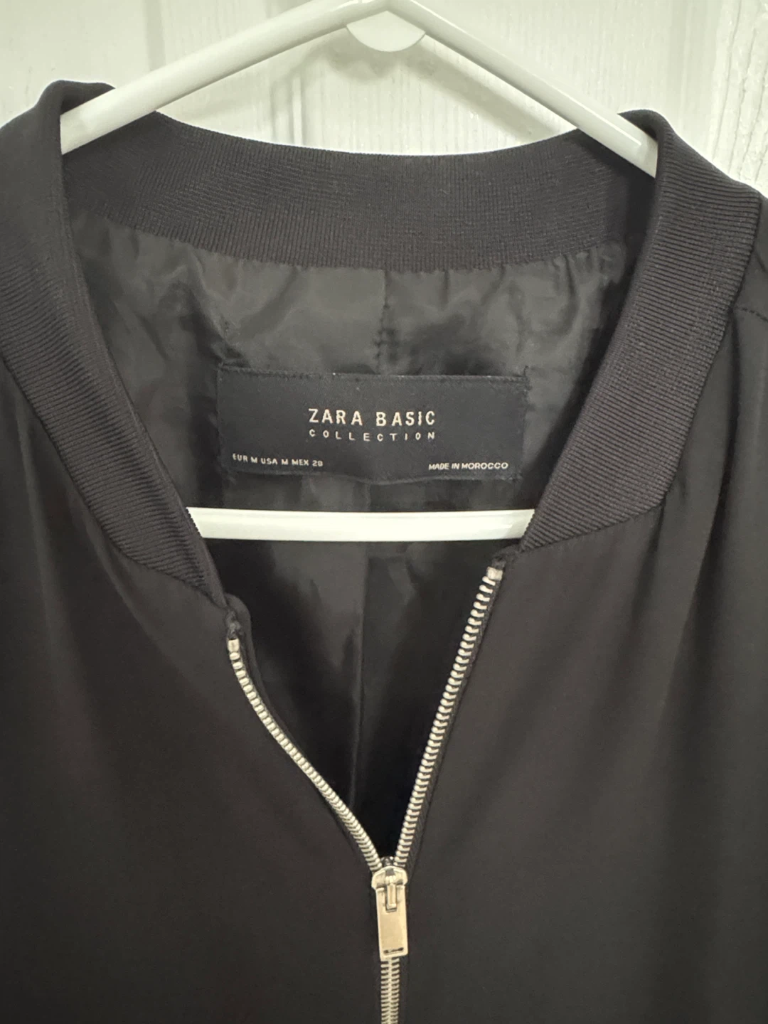 Zara Basic Bomber Jacket - Black, Size M - photo 2