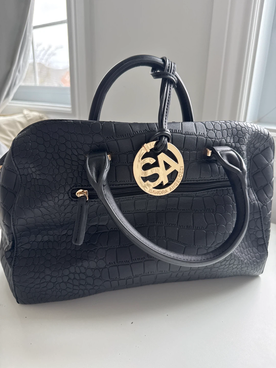 Sandra Angelozzi Black Faux Croc Handbag - photo 2
