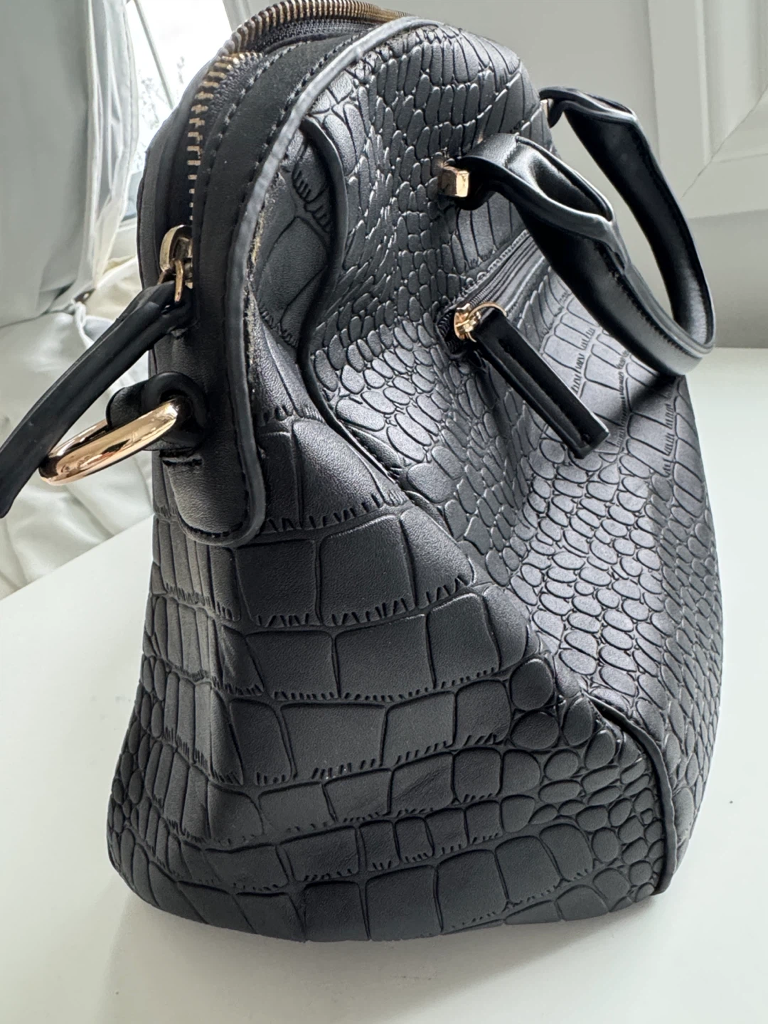 Sandra Angelozzi Black Faux Croc Handbag - photo 4