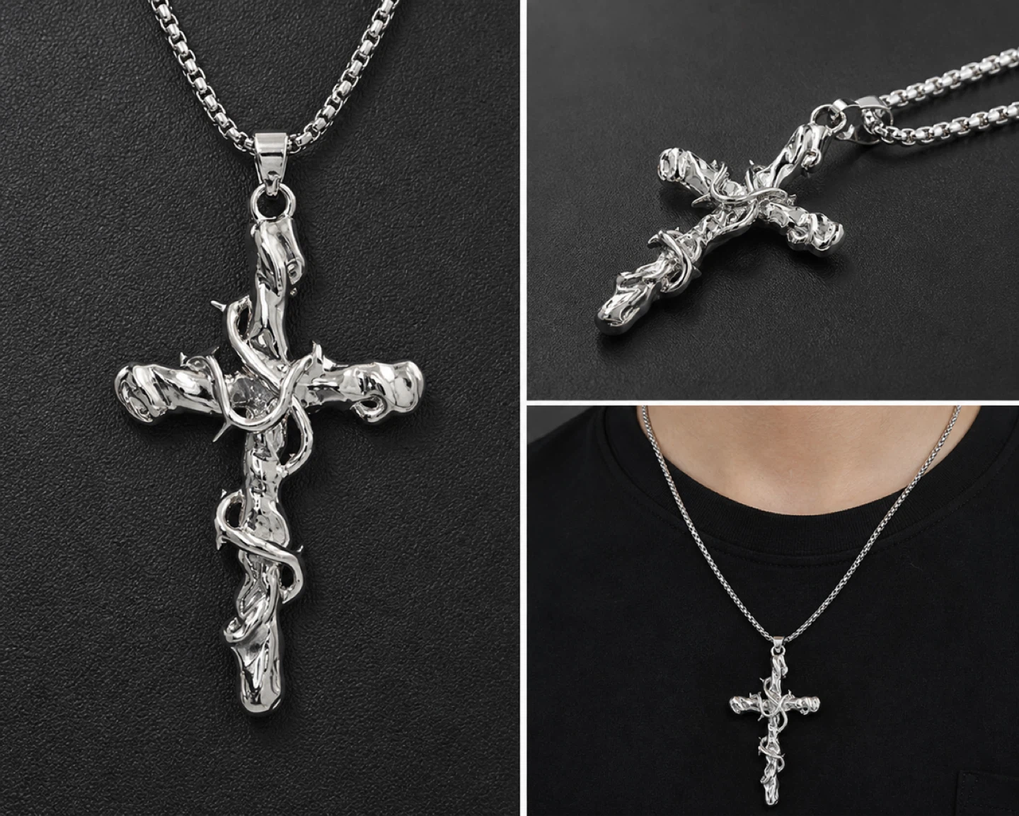 Men's Thorn Cross Necklace