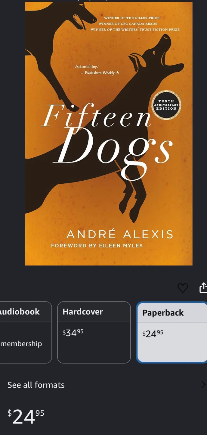 Fifteen Dogs Paperback by André Alexis