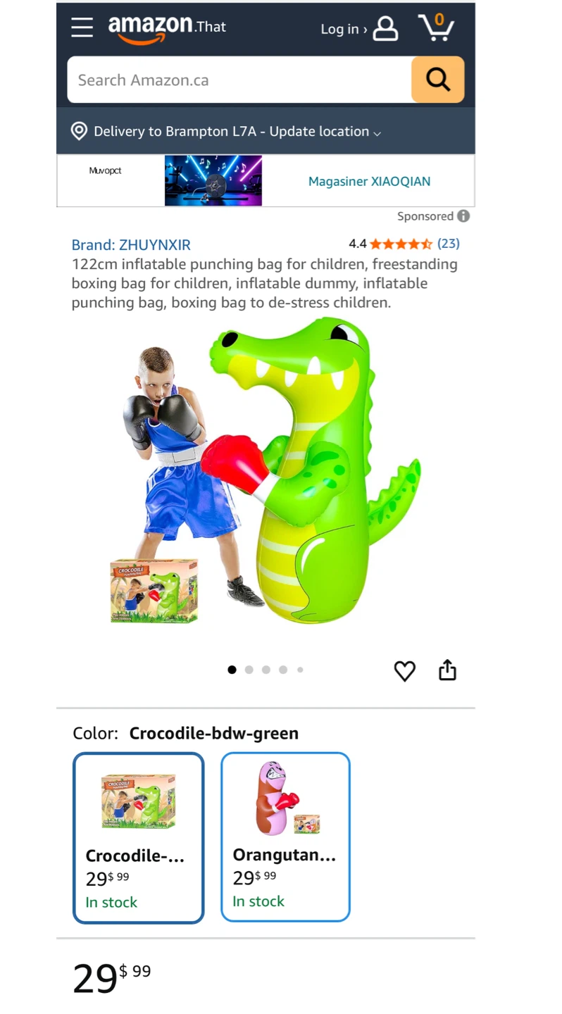 Inflatable Boxing Alligator Punching Bag (4 feet) - photo 4
