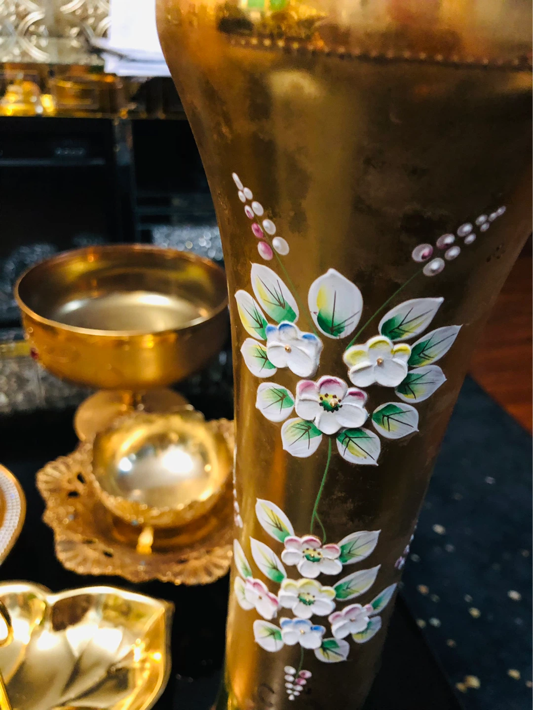 24 k gold stamped Hand-Painted Glass Vase - Bohemia - photo 2