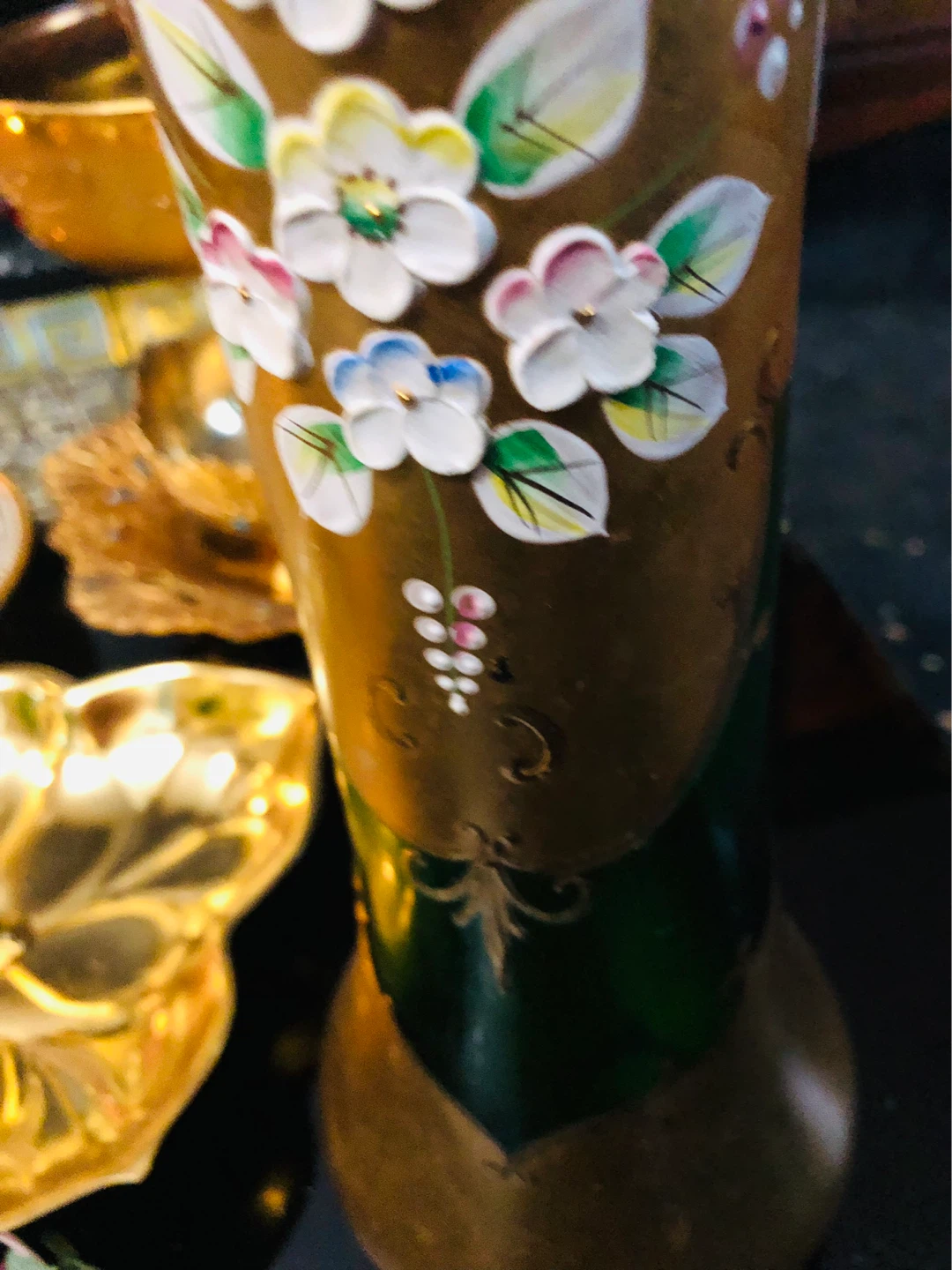 24 k gold stamped Hand-Painted Glass Vase - Bohemia - photo 3