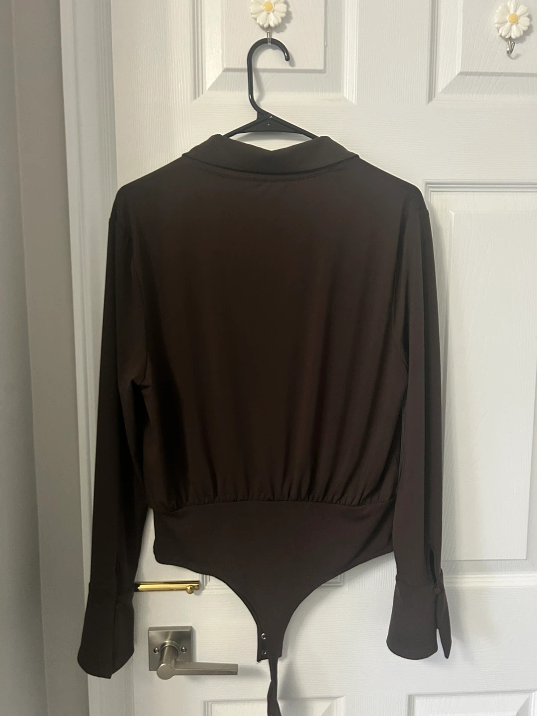 Dynamite Brown Long Sleeve Wrap Bodysuit - photo 2