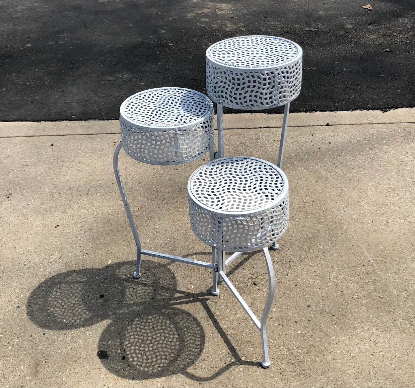 White Metal Tiered Plant Stand