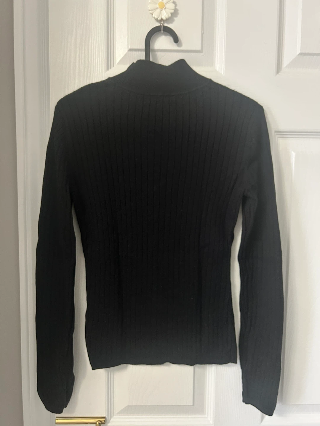 Black Ribbed Mock Neck Sweater - photo 2