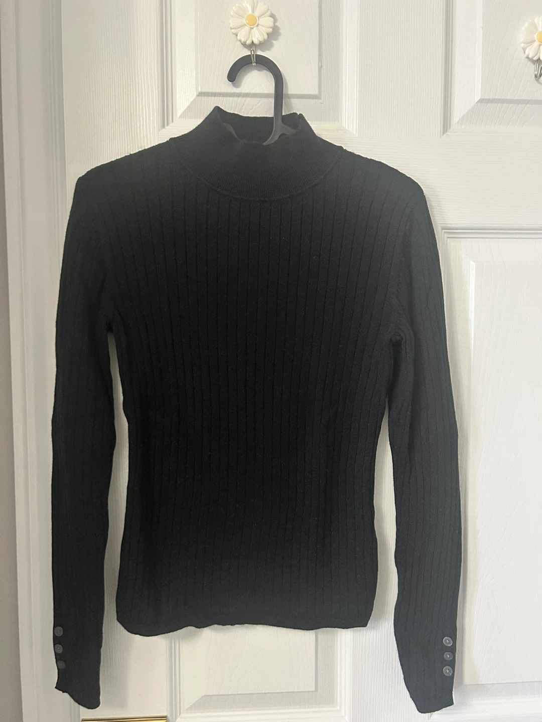 Black Ribbed Mock Neck Sweater