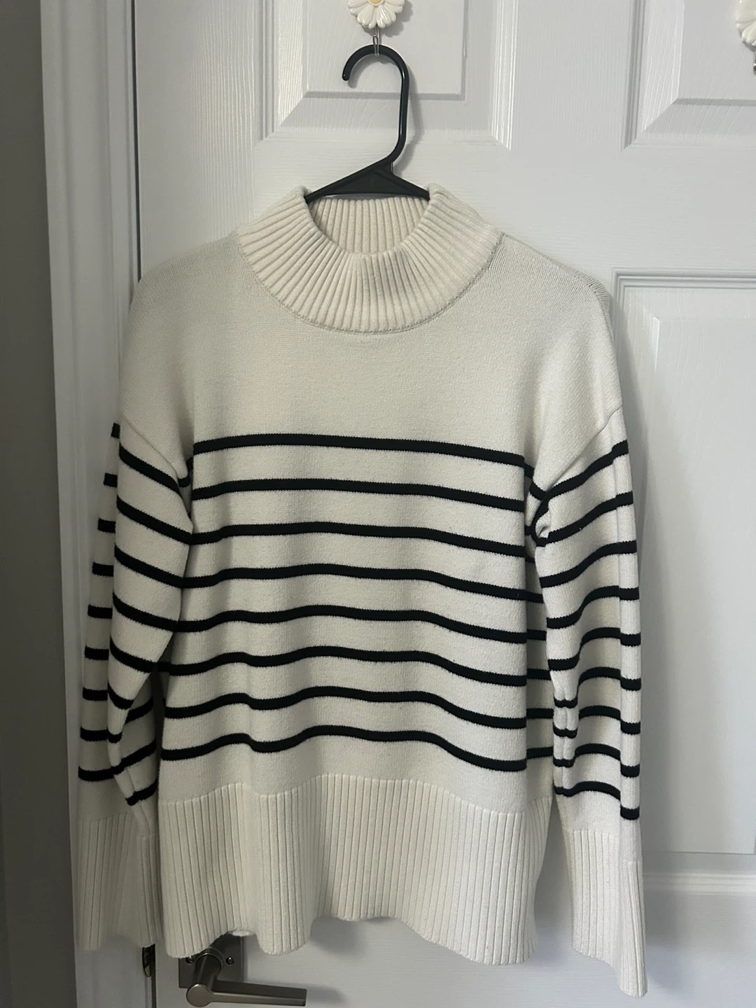 Women's Striped Mock Neck Sweater