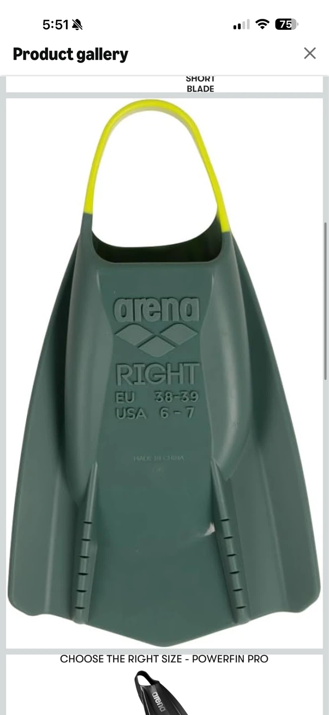 Arena Powerfin Pro II Swim Training Fins Size 6-7 US / EU 38-39 - photo 3