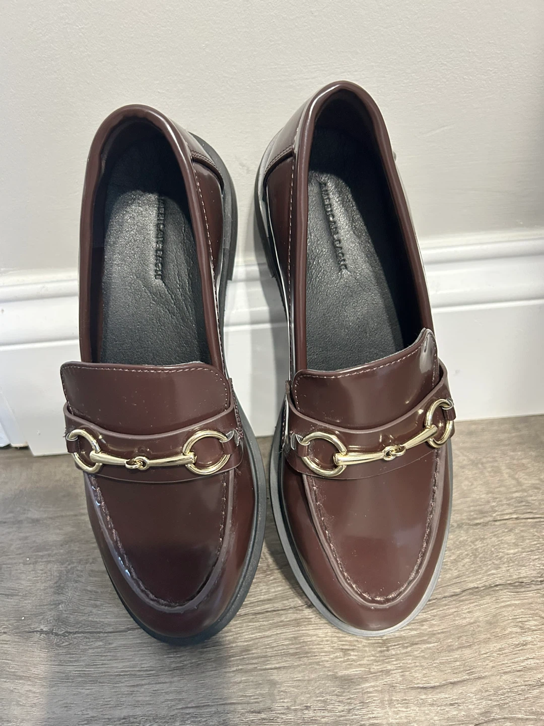 American Eagle Burgundy Loafers with Gold Bit Detail