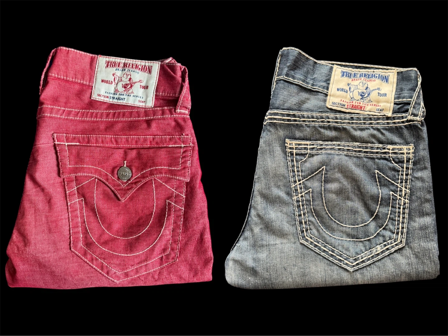 2 Pairs True Religion Jeans Ricky Relaxed Straight Fit